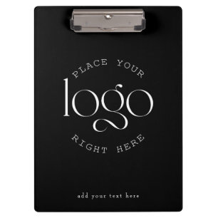 Add Your Own Custom Business Logo Modern Black Clipboard