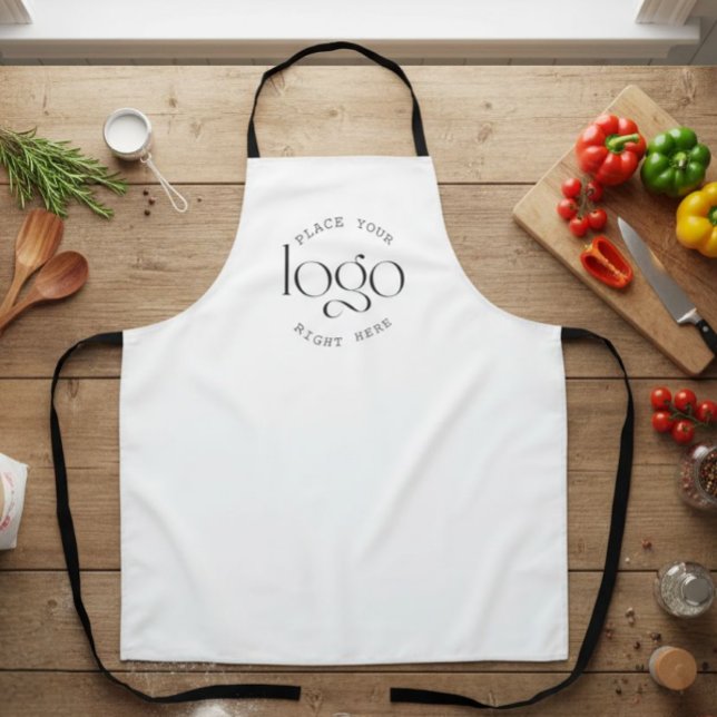Add Your Own Custom Business Logo Modern White Apron (create your own logo business apron)