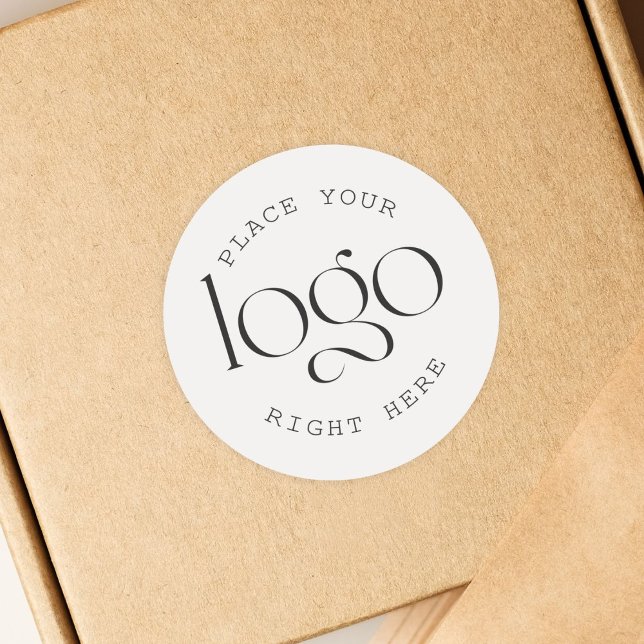 Add Your Own Custom Business Logo White Classic Round Sticker (add your own business logo personalized sticker)