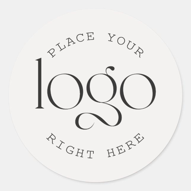 Add Your Own Custom Business Logo White Classic Round Sticker (Front)