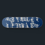 Add Your Own Custom Name Personalised Blue Silver Skateboard<br><div class="desc">Add Your Own Custom Name Personalised Skateboard features your personalised name in modern silver typography on a simple blue background. Personalise by editing the text in the text box provided. Give a custom made gift, personalised skateboard to your favourite skateboarder for Christmas, birthday or your BFF. Designed by ©Evco Studio...</div>