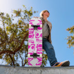 Add Your Own Custom Name Personalised Hot Pink Skateboard<br><div class="desc">Add Your Own Custom Name Personalised Skateboard features your personalised name in modern hot pink typography on a simple white background. Personalise by editing the text in the text box provided. Give a custom made gift, personalised skateboard to your favourite skateboarder for Christmas, birthday or your BFF. Designed by ©Evco...</div>