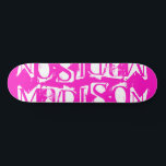 Add Your Own Custom Name Personalised Hot Pink Skateboard<br><div class="desc">Add Your Own Custom Name Personalised Skateboard features your personalised name in modern white typography on a simple hot pink background. Personalise by editing the text in the text box provided. Give a custom made gift, personalised skateboard to your favourite skateboarder for Christmas, birthday or your BFF. Designed by ©Evco...</div>