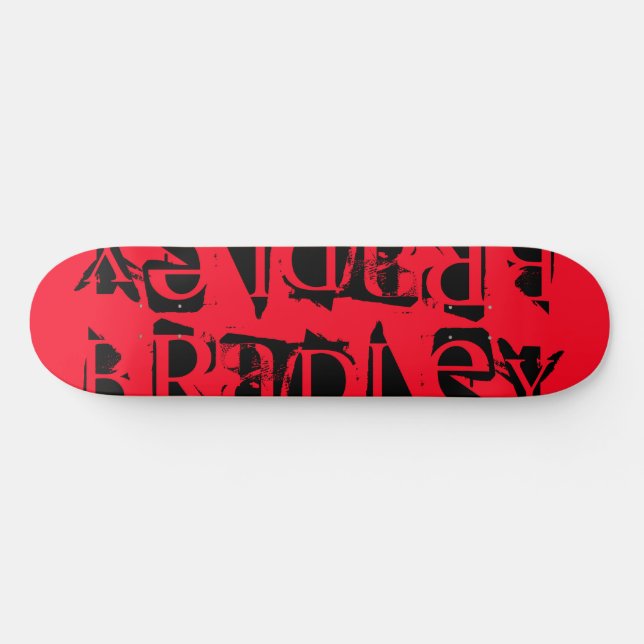 Add Your Own Custom Name Personalised Red Black Skateboard (Horz)