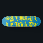 Add Your Own Custom Name Personalised Yellow Blue Skateboard<br><div class="desc">Add Your Own Custom Name Personalised Skateboard features your personalised name in modern yellow typography on a simple blue background. Personalise by editing the text in the text box provided. Give a custom made gift, personalised skateboard to your favourite skateboarder for Christmas, birthday or your BFF. Designed by ©Evco Studio...</div>