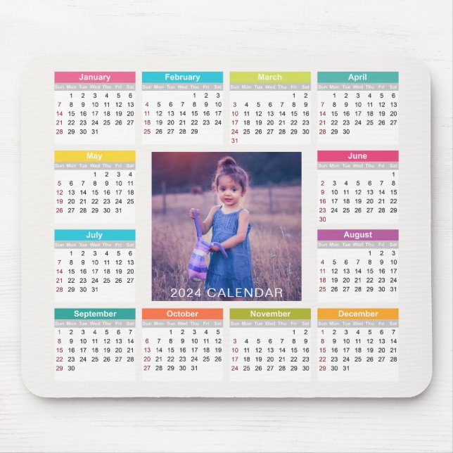 Add Your Own Custom Photo 2024 Calendar | Mousepad (Front)