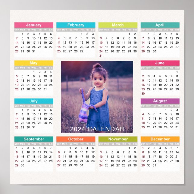 Add Your Own Custom Photo 2024 Calendar | Poster (Front)