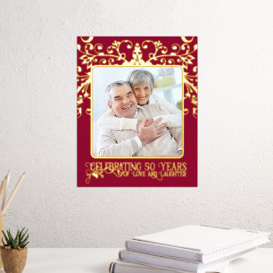 Add Your Own Custom Photo 50th Wedding Anniversary Foil Prints