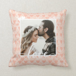 Add Your Own Custom Photo Love Hearts in Rose Gold Cushion