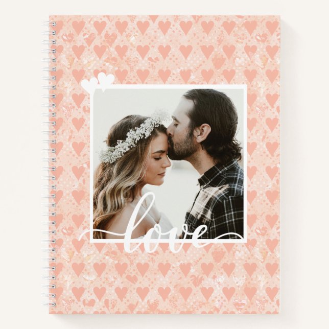 Add Your Own Custom Photo Love Hearts in Rose Gold Notebook (Front)