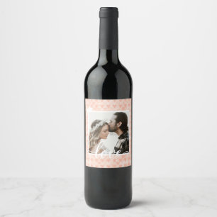 Add Your Own Custom Photo Love Hearts in Rose Gold Wine Label