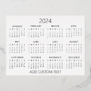 add your own custom text 2024 Calendar   Foil Holiday Postcard