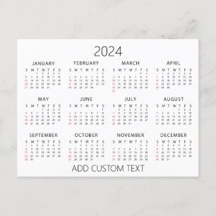 add your own custom text 2024 Calendar   Postcard