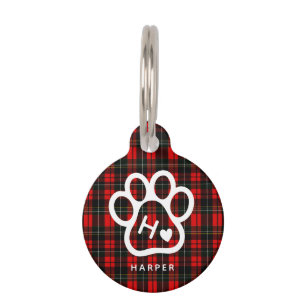 Add Your Own  Dog Pets Monogram Tartan Pet Tag