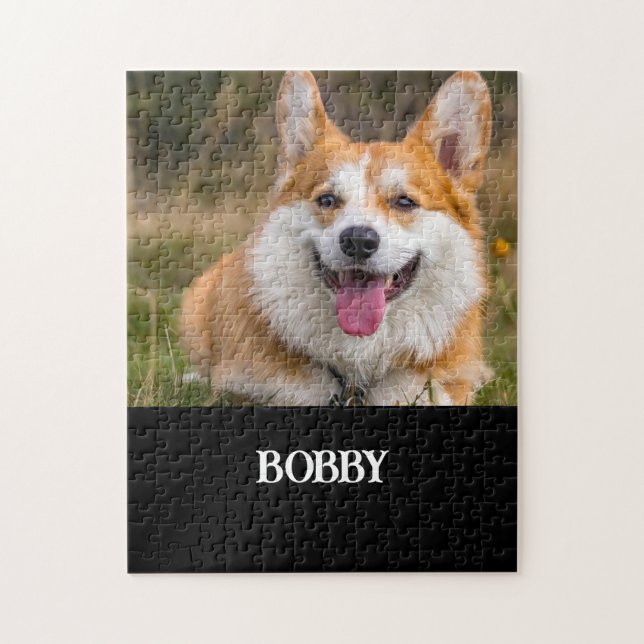 Add your own dog photo and name jigsaw puzzle (Vertical)