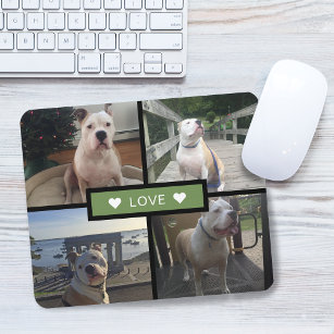Add Your Own Dog Photo Collage Green Mouse Pad