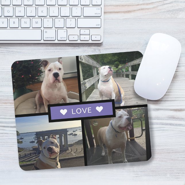 Add Your Own Dog Photo Collage Purple Mouse Pad (Add Your Own Dog Photo Collage Purple Mouse Pad)