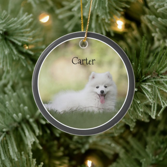 Add Your Own Dog Photo Custom Ceramic Ornament (Tree)