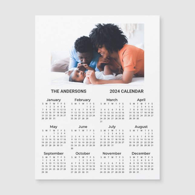 Add Your Own Family Photo 2024 Calendar | Magnet (Front)