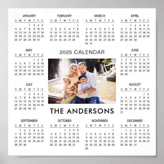 Add Your Own Family Photo 2025 Calendar | Poster (Front)