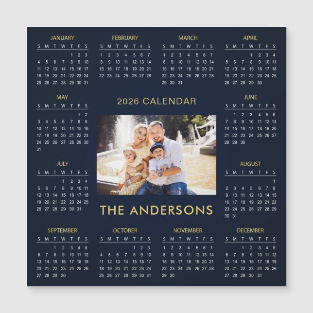 Add Your Own Family Photo 2026 Calendar | Magnet (Front)