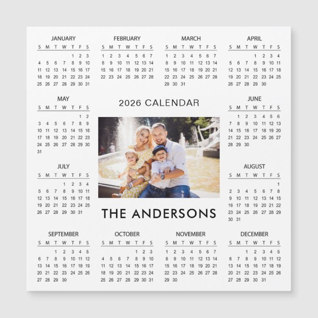 Add Your Own Family Photo 2026 Calendar | Magnet (Front)