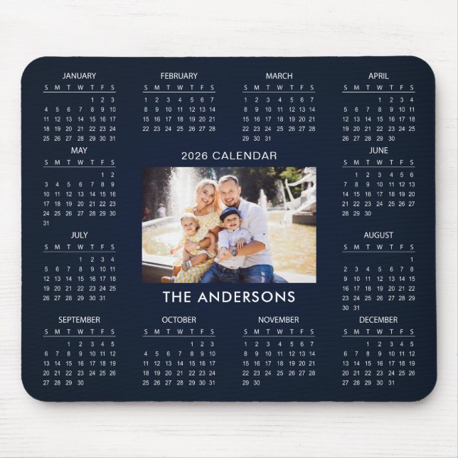 Add Your Own Family Photo 2026 Calendar |  Mouse Pad (Front)