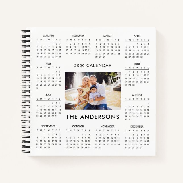 Add Your Own Family Photo 2026 Calendar |  Notebook (Front)