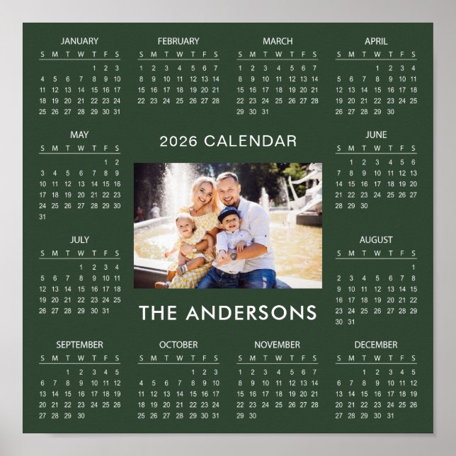 Add Your Own Family Photo 2026 Calendar |  Poster (Front)