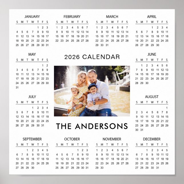 Add Your Own Family Photo 2026 Calendar |  Poster (Front)