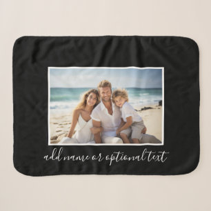 Add Your Own Horizontal Photo CAN edit Black COLOR Sherpa Blanket