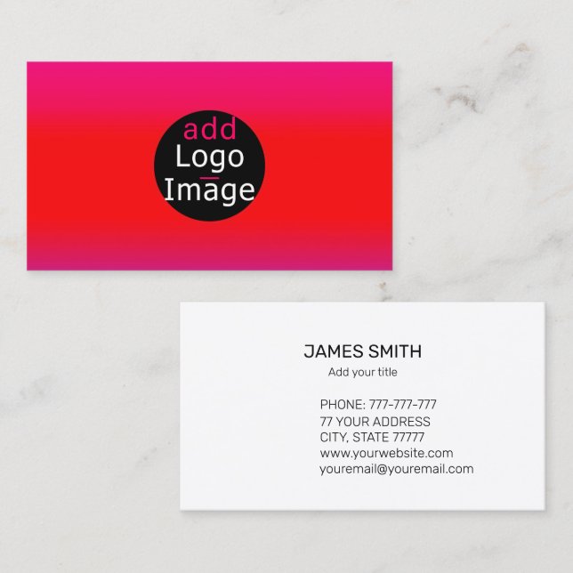 Add Your Own Image Customisable Magenta  Business Card (Front/Back)