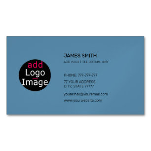 Add Your Own Image Customisable Stylish Dusty Blue Magnetic Business Card
