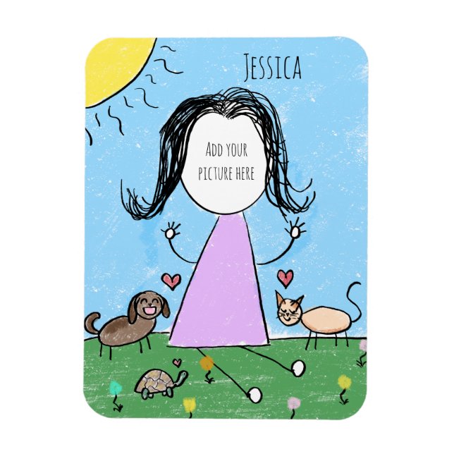 Add your own image | Cute Stick Figure Magnet (Vertical)