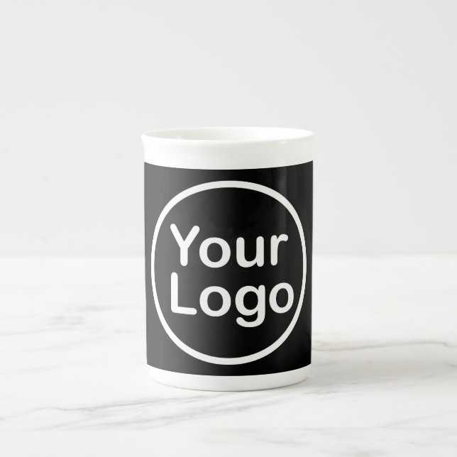 Add Your Own Logo | Black Background Bone China Mug (Front)