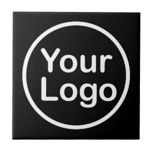 Add Your Own Logo   Black Background Ceramic Tile