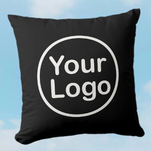 Add Your Own Logo Black Background Cushion