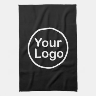 Add Your Own Logo   Black Background Tea Towel