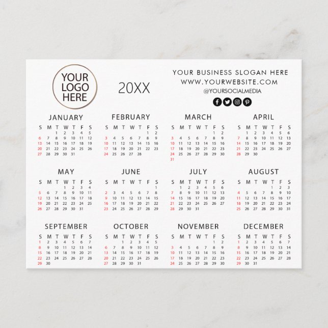 add your own logo custom text 2025 Calendar   Postcard (Front)