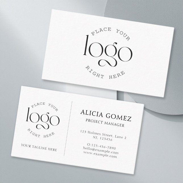 Add Your Own Logo Generic White Professional Business Card (basic logo business card)
