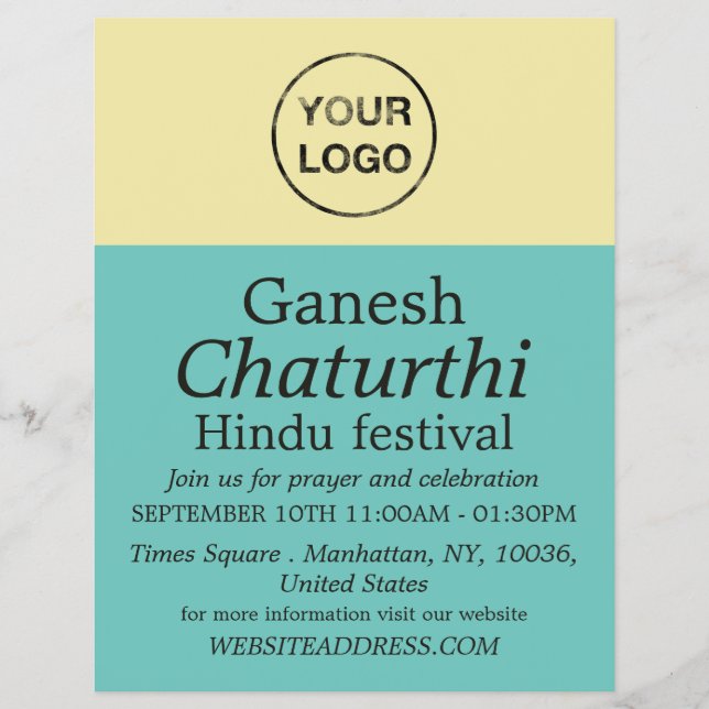 Add Your Own Logo, Hindu Event Advertising Flyer (Front)