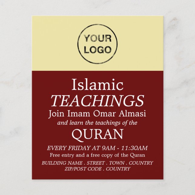 Add Your Own Logo, Islamic Teaching Advertising Flyer (Front)