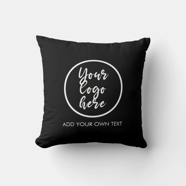 Add Your Own Logo Text Simple Modern Black Cushion (Front)