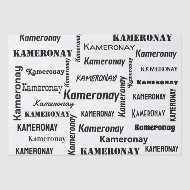 Add Your Own Name Black and White Custom  Tissue Paper (Front)