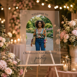 Add Your Own Photo 21st Birthday Party Welcome Acrylic Sign