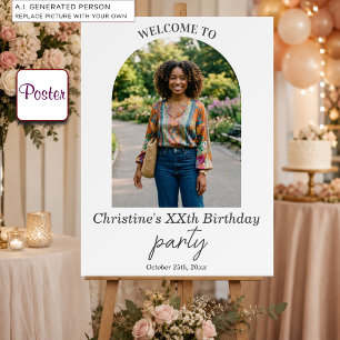 Add Your Own Photo & Age Birthday Party Welcome Poster