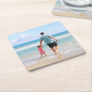 Add Your Own Photo and/or Text Square Paper Coaster
