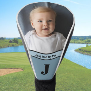 "Add your own photo" Best Dad template blue Golf Head Cover