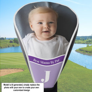 "Add your own photo" Best Mama template pink Golf Head Cover