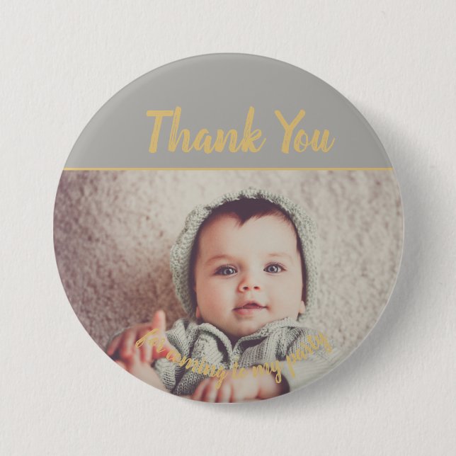 Add Your Own Photo Birthday Thank You 7.5 Cm Round Badge (Front)